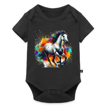 Pferd - Baby Premium Kurzarmbody - Schwarz - Vorne