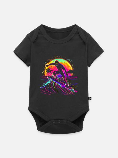Surfer Vaporwave - Baby Premium Kurzarmbody - Schwarz