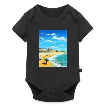 Biarritz Frankreich Reise Poster Souvenir Farbe WPA - Baby Premium Kurzarmbody - Schwarz - Vorne