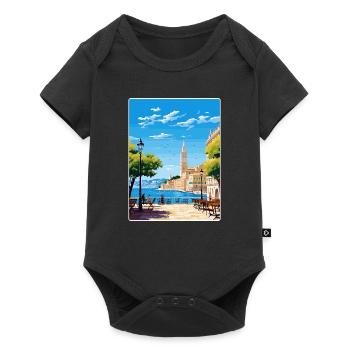 Triste Italie Affiche de voyage Souvenir Carte Postale Peinture - Body à manches courtes Premium Bébé - noir - Devant