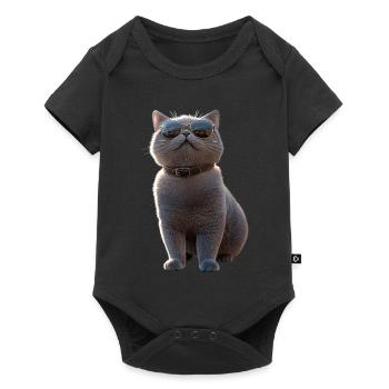 Britisch Kurzhaar Katze BKH Katzenmama Süße Katzen - Baby Premium Kurzarmbody - Schwarz - Vorne