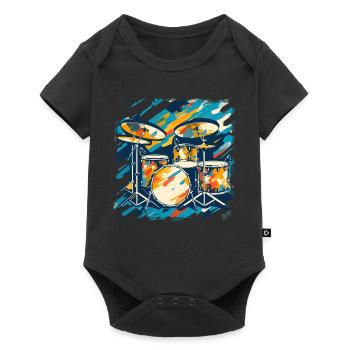 Drum Portrait - Baby Premium short-sleeve bodysuit - black - Front