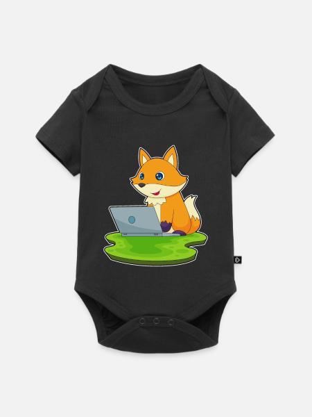 Fuchs Laptop - Baby Premium Kurzarmbody - Schwarz