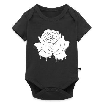 Graffiti d'une rose blanche - Body à manches courtes Premium Bébé - noir - Devant