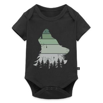 Wolf forest retro tree vintage howling dog icon - Baby Premium short-sleeve bodysuit - black - Front