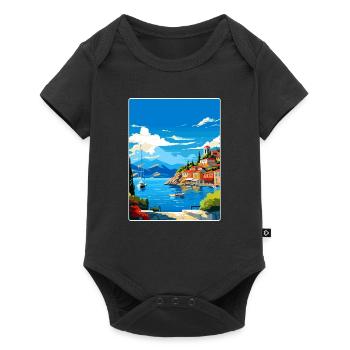 Parga Grèce Affiche de voyage Souvenir Carte Postale Peinture - Body à manches courtes Premium Bébé - noir - Devant