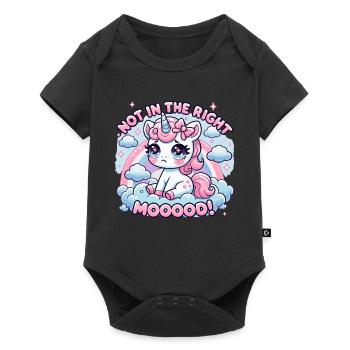Trauriges Einhorn in „Nicht in der Stimmung“ - Baby Premium Kurzarmbody - Schwarz - Vorne