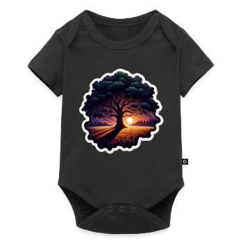 Sonnenuntergangsbaum Sticker - Baby Premium Kurzarmbody - Schwarz - Vorne