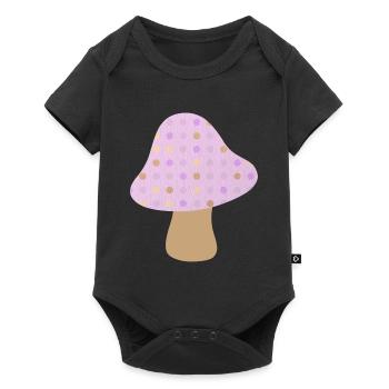 Champignon Brun Pois Pois Pastel Woodland Pépinière - Body à manches courtes Premium Bébé - noir - Devant