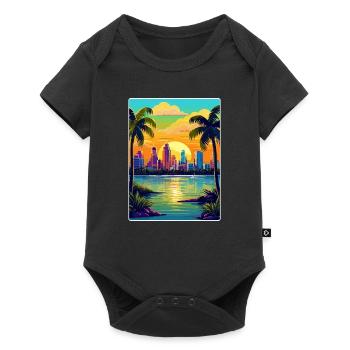 Miami Florida Travel Poster Souvenir Painting WPA - Baby Premium short-sleeve bodysuit - black - Front
