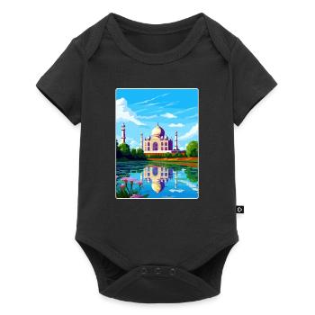 Taj Mahal Agro India Travel Poster Souvenir WPA - Baby Premium short-sleeve bodysuit - black - Front