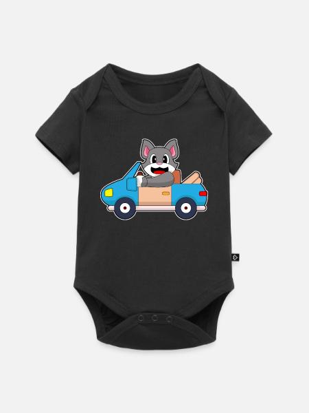 Katze Auto - Baby Premium Kurzarmbody - Schwarz