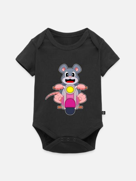 Maus Motorrad - Baby Premium Kurzarmbody - Schwarz
