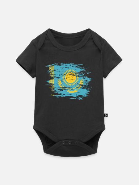 Kasachstan Flagge used - Baby Premium Kurzarmbody - Schwarz