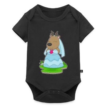 Rentier Braut Herz Hochzeit - Baby Premium Kurzarmbody - Schwarz - Vorne