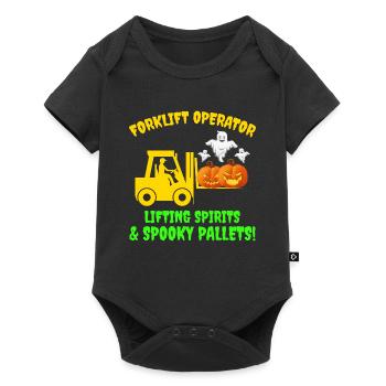 Halloween Ghost Forklift Operator Pumpkin Funny - Baby Premium short-sleeve bodysuit - black - Front