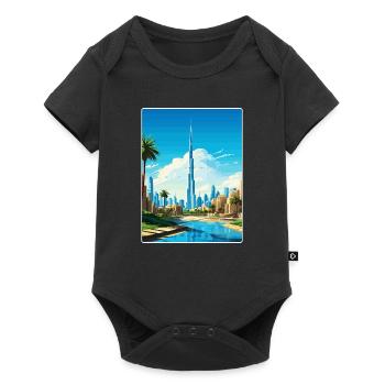 Dubai Skyline Illustration - Baby Premium short-sleeve bodysuit - black - Front
