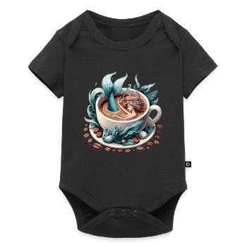 Meerjungfrau Nixe badet in Kaffee Geschenk - Baby Premium Kurzarmbody - Schwarz - Vorne