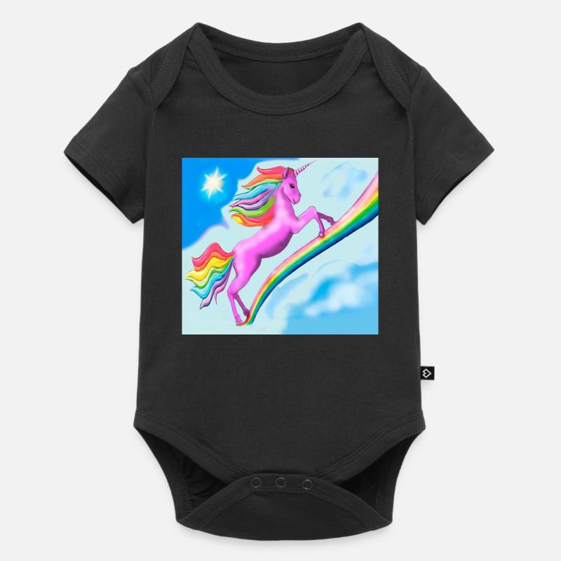Licorne et arc-en-ciel - Body à manches courtes Premium Bébé - noir