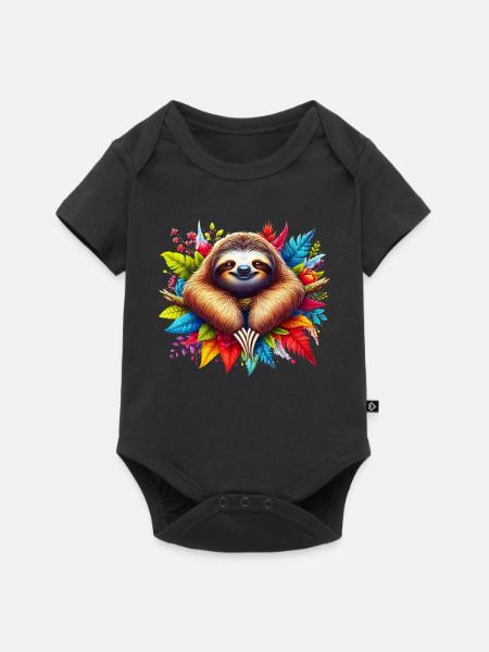 Faultier - Baby Premium Kurzarmbody - Schwarz