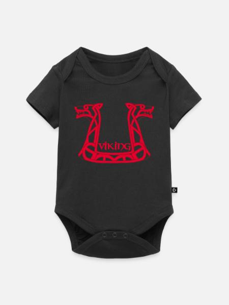 Wikinger Roter Drache - Baby Premium Kurzarmbody - Schwarz