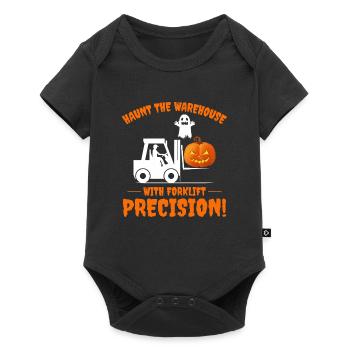 Halloween Ghost Forklift Operator Pumpkin Funny - Baby Premium short-sleeve bodysuit - black - Front