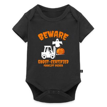 Halloween Ghost Forklift Operator Pumpkin Funny - Baby Premium short-sleeve bodysuit - black - Front