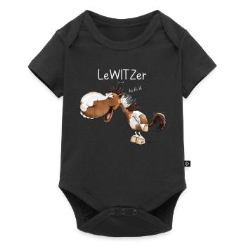 Lachendes Pferd Lewitzer Pferderasse Wortspiel - Baby Premium Kurzarmbody - Schwarz - Vorne