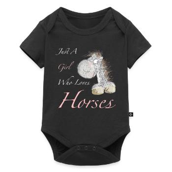Juste une fille qui aime les chevaux en disant - Body à manches courtes Premium Bébé - noir - Devant