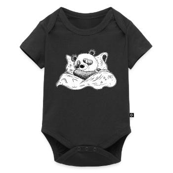 Panda Ours Dort Et Rêve Bonne Nuit - Body à manches courtes Premium Bébé - noir - Devant