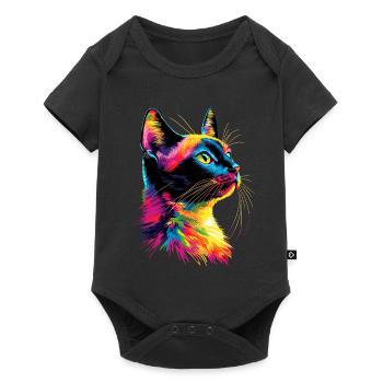 Cat Colorful Rainbow Colors Popart Cat Mom Cats - Baby Premium short-sleeve bodysuit - black - Front