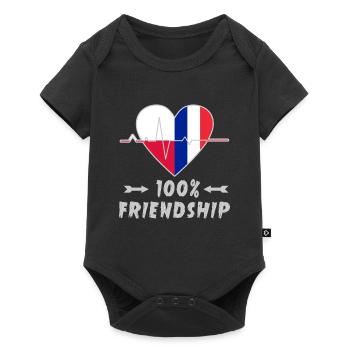 100 % amitié entre la Pologne et la France - Body à manches courtes Premium Bébé - noir - Devant