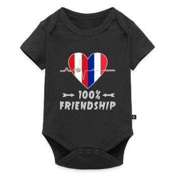 100 % amitié entre le Pérou et la France - Body à manches courtes Premium Bébé - noir - Devant