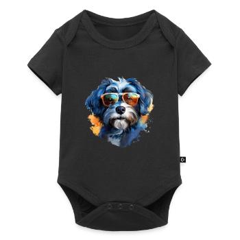 Bolonka Zwetna avec lunettes de soleil - Body à manches courtes Premium Bébé - noir - Devant