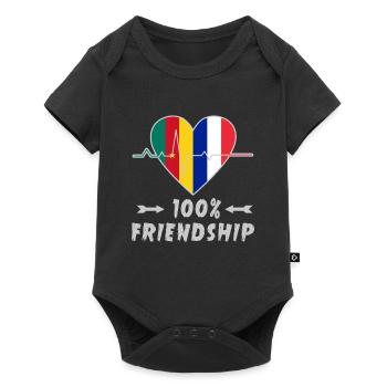 Kamerun und Frankreich 100% Freundschaft - Baby Premium Kurzarmbody - Schwarz - Vorne