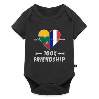 Lithuania and France 100% friendship - Baby Premium short-sleeve bodysuit - black - Front