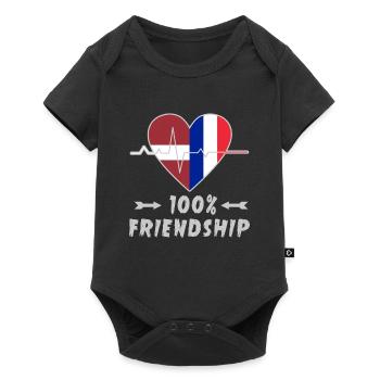 Latvia and France 100% friendship - Baby Premium short-sleeve bodysuit - black - Front