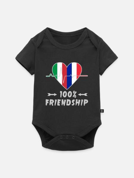 Italia e Francia 100% amicizia - Body Premium a maniche corte per neonati  - nero