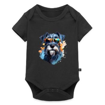 Schnauzer with sunglasses - Baby Premium short-sleeve bodysuit - black - Front