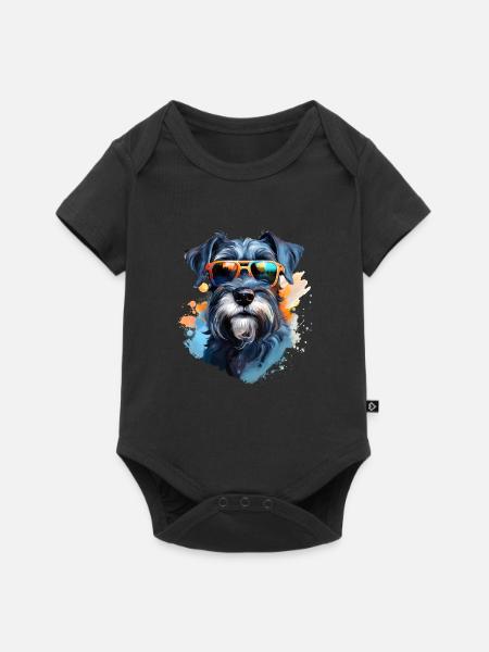 Schnauzer mit Sonnenbrille - Baby Premium Kurzarmbody - Schwarz