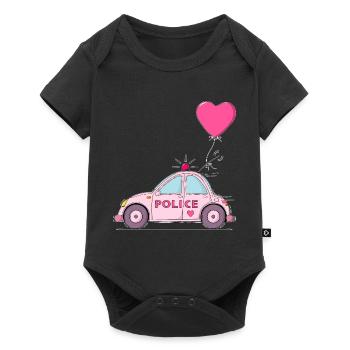 Coeur de police rose - Body à manches courtes Premium Bébé - noir - Devant