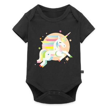 Licorne géométrique délicate – Rêveuse et magique - Body à manches courtes Premium Bébé - noir - Devant