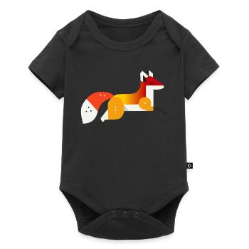Fuchs – Ruhe und Natur im geometrischen Stil - Baby Premium Kurzarmbody - Schwarz - Vorne