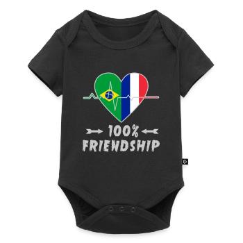 Le Brésil et la France, une amitié à 100 % - Body à manches courtes Premium Bébé - noir - Devant