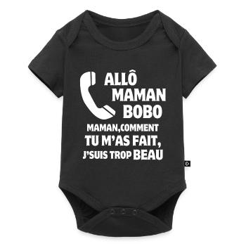 maman, super maman, beau gosse - Body à manches courtes Premium Bébé - noir - Devant