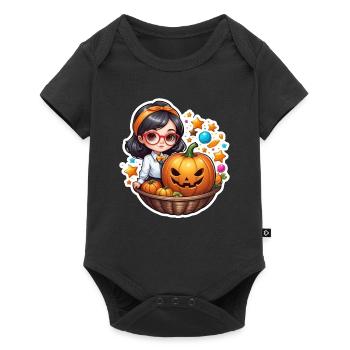 Girls Halloween Pumpkin Basket - Baby Premium short-sleeve bodysuit - black - Front
