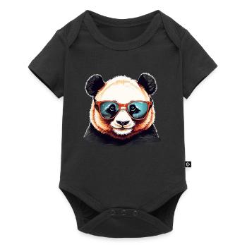 Casual panda head with sunglasses - Baby Premium short-sleeve bodysuit - black - Front