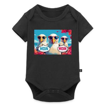 Moin Moin Möwen - Baby Premium Kurzarmbody - Schwarz - Vorne