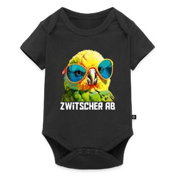 Zwitscher Ab Wellensittich - Baby Premium Kurzarmbody - Schwarz - Vorne