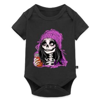 Skeleton Girl in Purple Pullover Hoodie - Baby Premium short-sleeve bodysuit - black - Front
